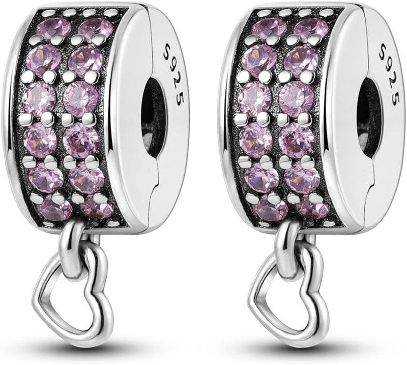 Parmuz Clip Spacer Charm for Bracelet 925 Sterling Silver Pave Cubic Zirconia Clip Lock Spacer Stopper Bead Star Moon Evil Eye charms Jewelry Gift for Woman - Image 1